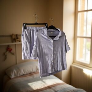 NWOT Size Lg Cheibear Women's Purple Ribbed Short Pajama Set